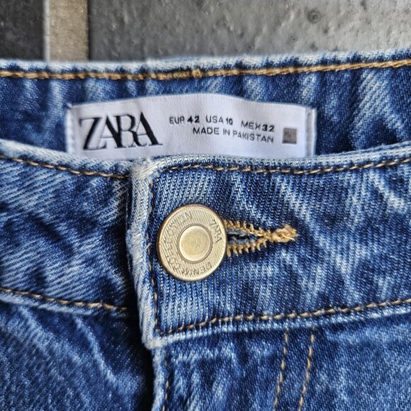 Zara Women's High Waisted Medium Blue Wash Mom Jeans Normcore Streetwear Size 10 - Picture 6 of 13